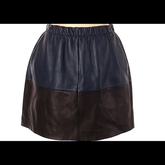 Vince leather color block skirt with pockets - Picture 3 of 3